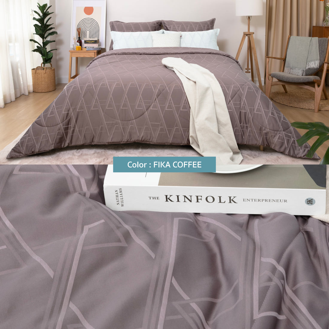 ชุดผ้าปูที่นอนและปลอกหมอนหนุน (ไม่รวมผ้านวมสำเร็จ) 6 ฟุต KING JUBILY - SCANDI COLLECTION 460 SERIES สี FIKA COFFEE_9